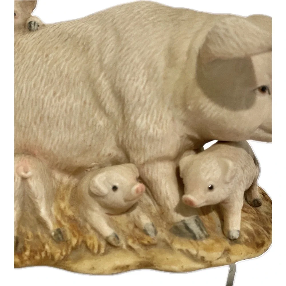 Homco Porcelain Pig & Piglets Figurine Mother & Babies‎ Farmhouse Decor